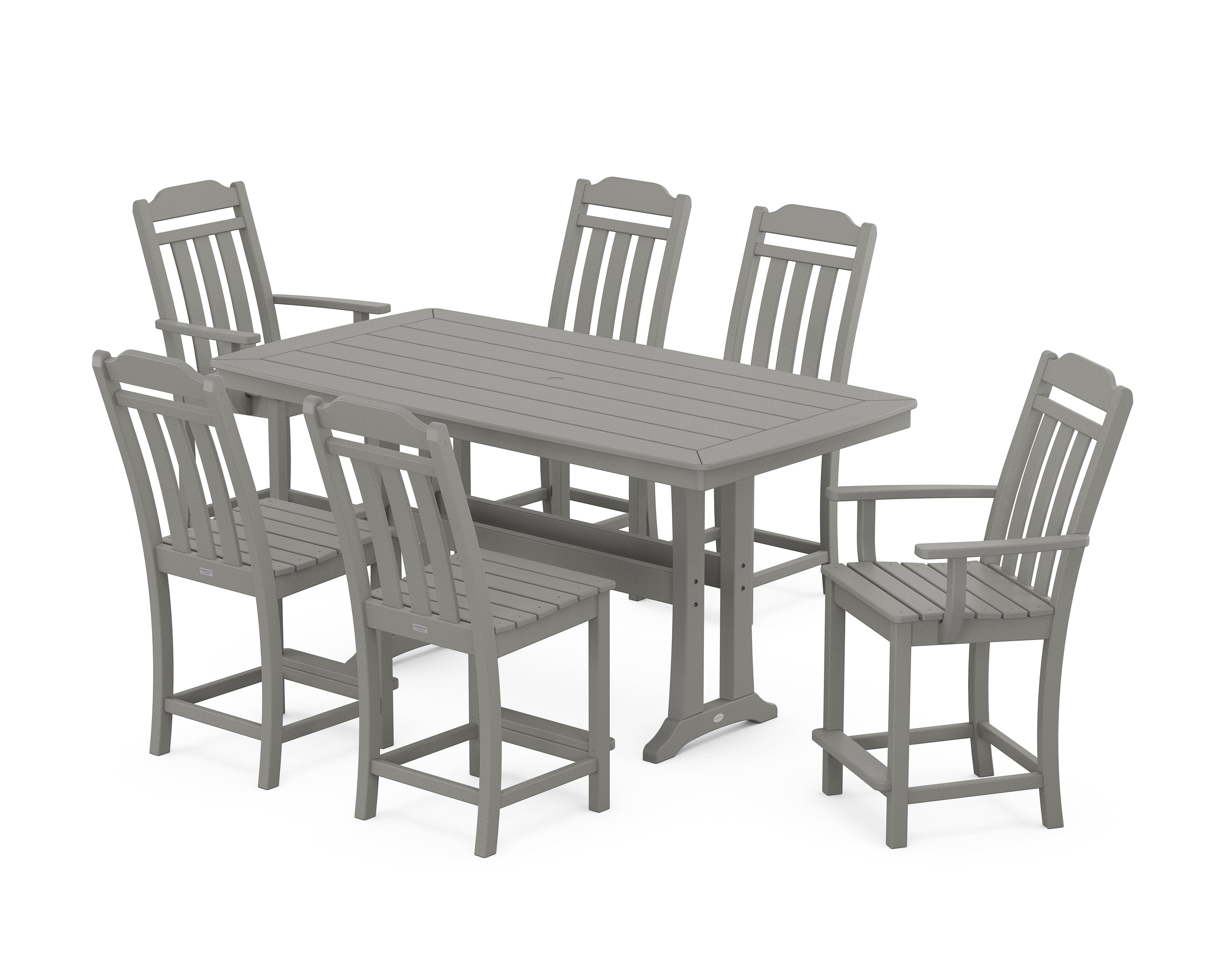 Country Living Cottage 7-Piece Counter Set with Trestle Legs in Slate Grey