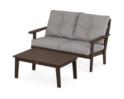 POLYWOOD® Lakeside 2-Piece Lounge Loveseat Set in Mahogany / Grey Mist
