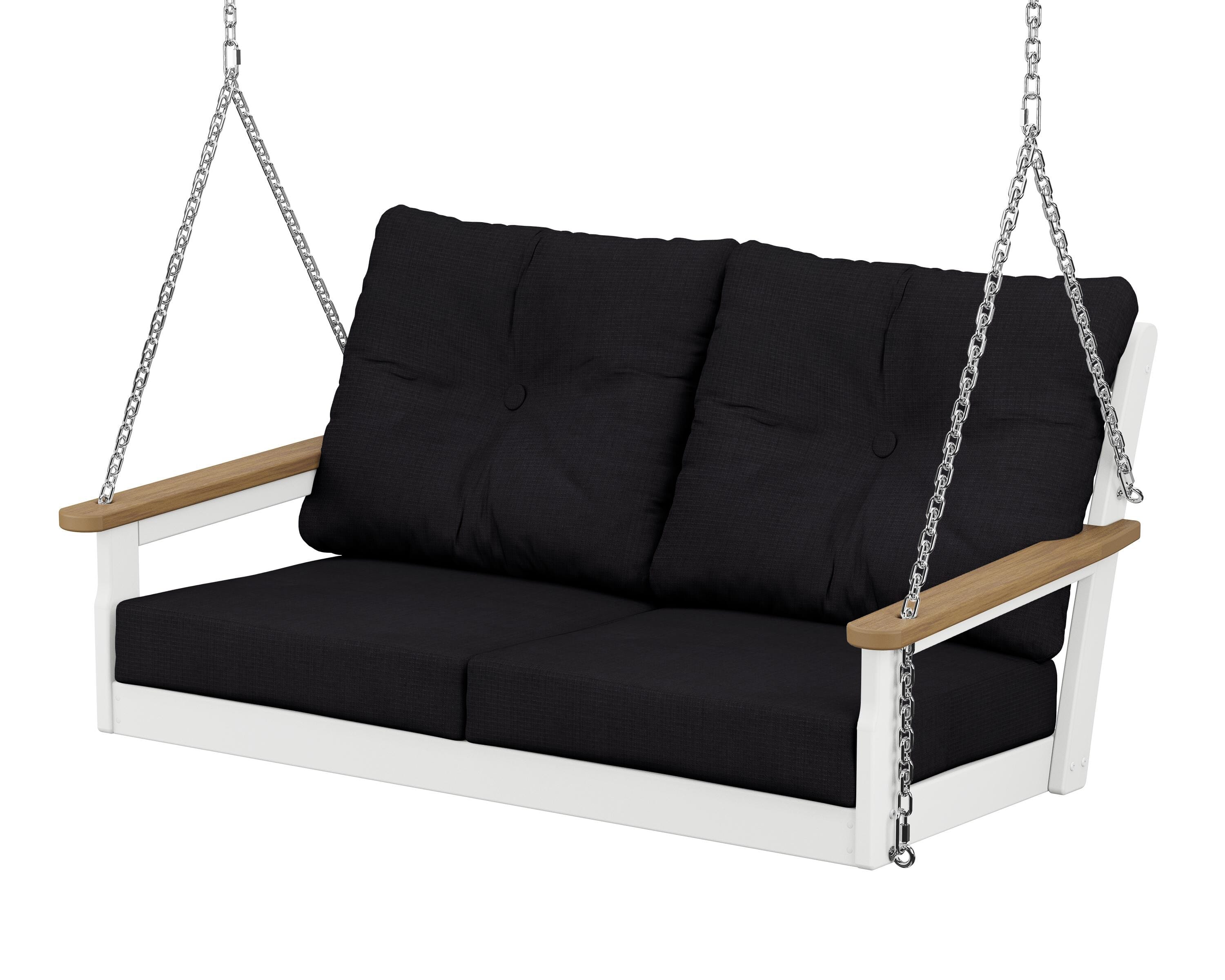 POLYWOOD® Vineyard Deep Seating Swing in White / Natural / Midnight Linen