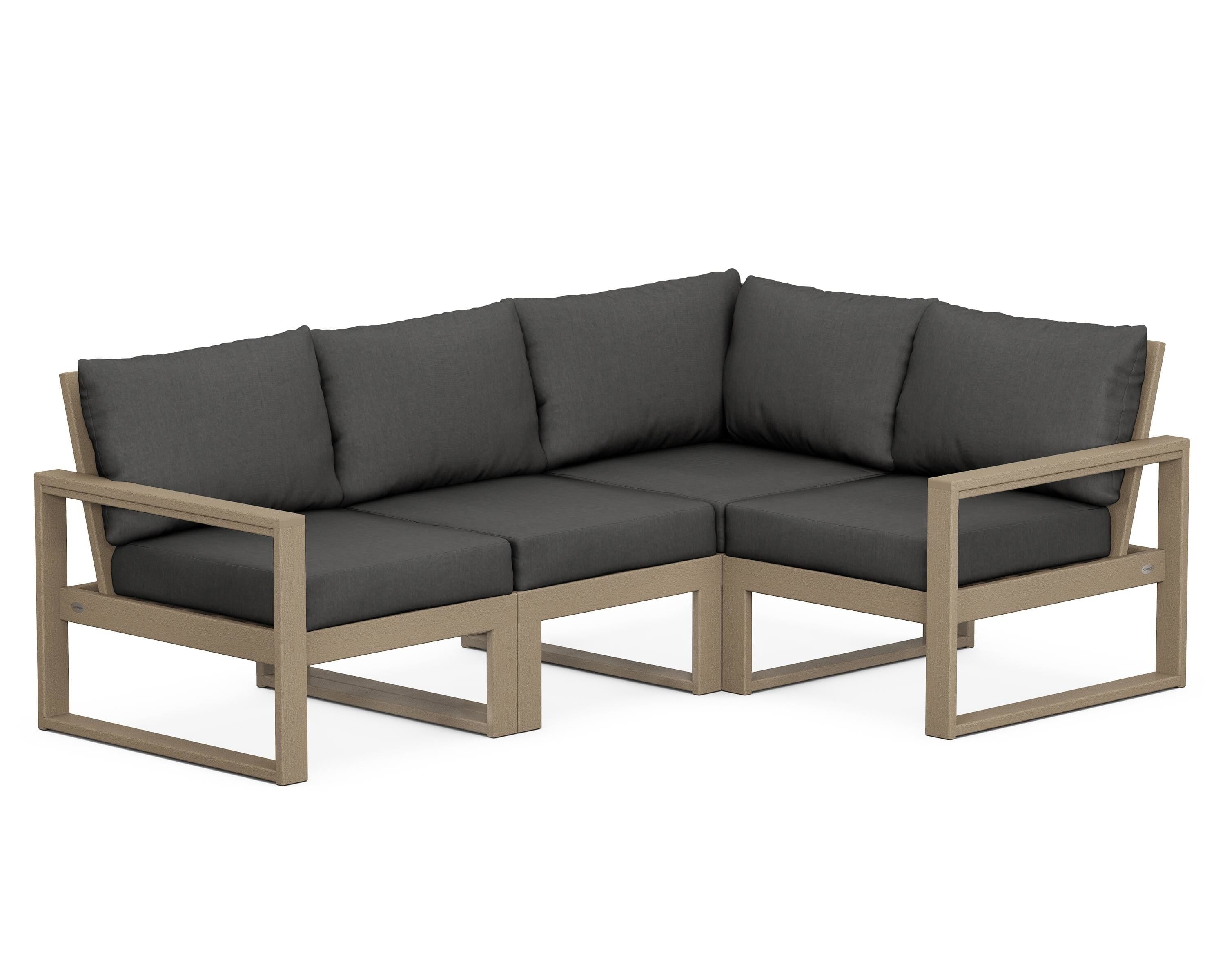 POLYWOOD® EDGE 4-Piece Modular Deep Seating Set in Vintage Sahara / Spectrum Carbon