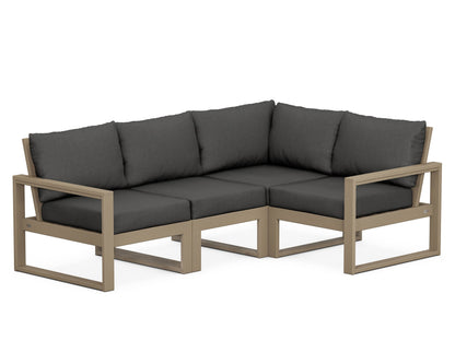 POLYWOOD® EDGE 4-Piece Modular Deep Seating Set in Vintage Sahara / Spectrum Carbon