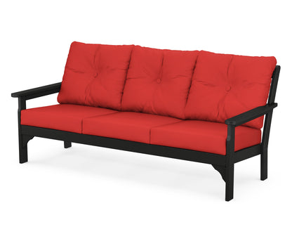 POLYWOOD® Vineyard Deep Seating Sofa in Black / Crimson Linen