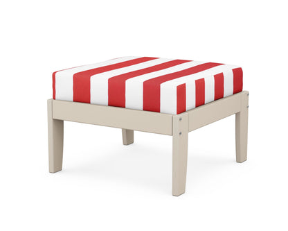 Unbranded Modular Ottoman - Classic in Sand / Cabana Stripe Crimson