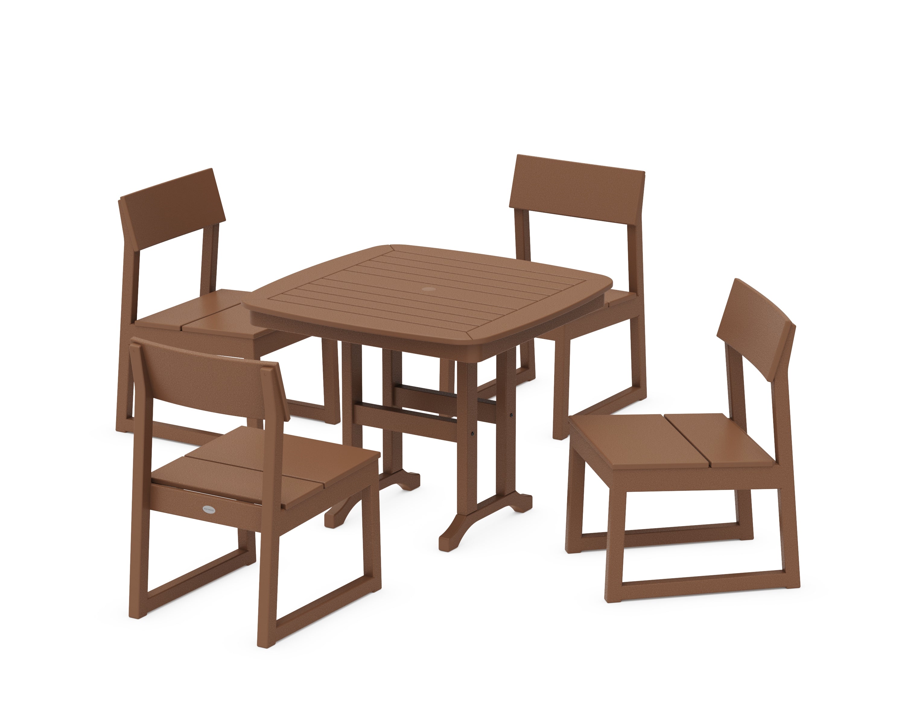 POLYWOOD® EDGE Side Chair 5-Piece Dining Set in Teak