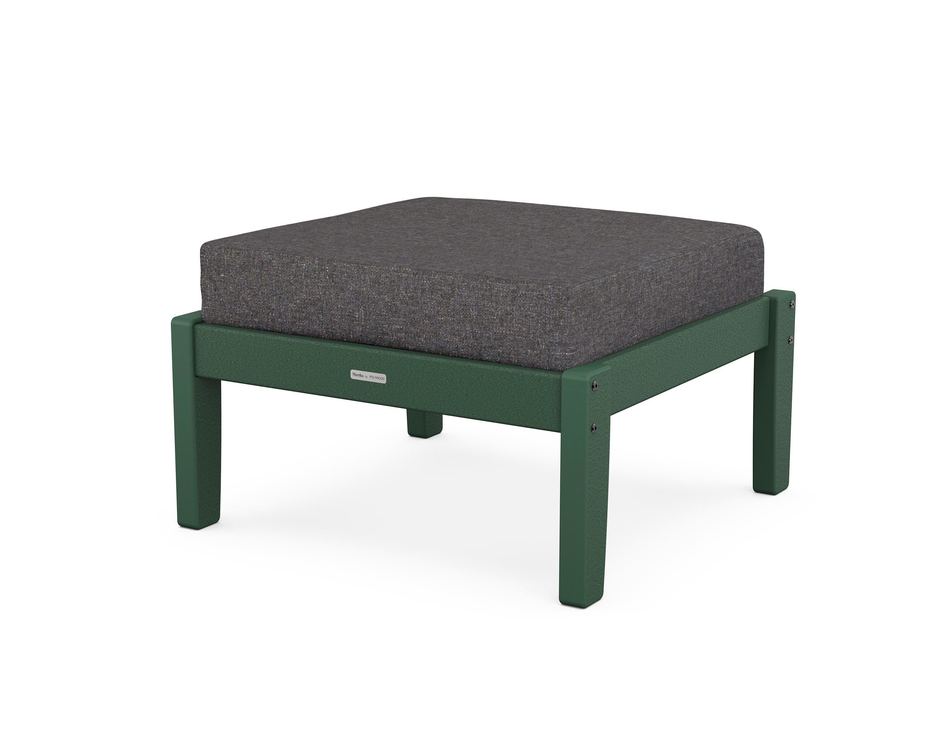 Martha Stewart by POLYWOOD® Chinoiserie Deep Seating Ottoman in Green / Ash Charcoal