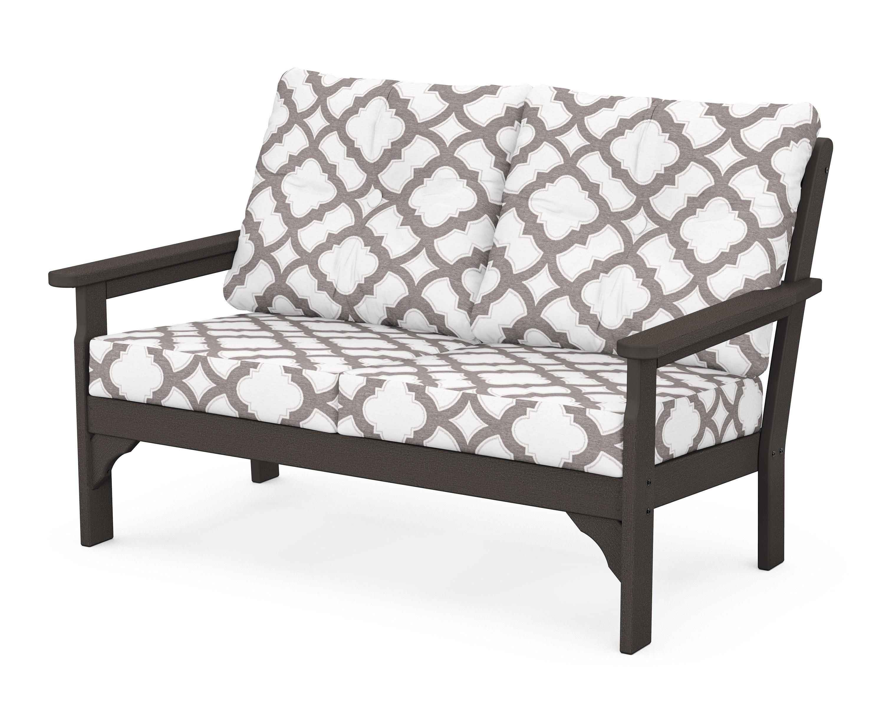 POLYWOOD® Vineyard Deep Seating Loveseat in Vintage Coffee / Trellis Grey Mist
