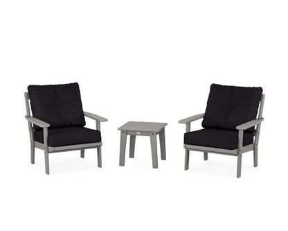 POLYWOOD® Prairie 3-Piece Deep Seating Set in Slate Grey / Midnight Linen