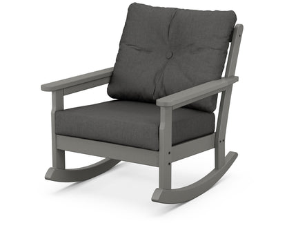 POLYWOOD® Vineyard Deep Seating Rocking Chair in Slate Grey / Spectrum Carbon