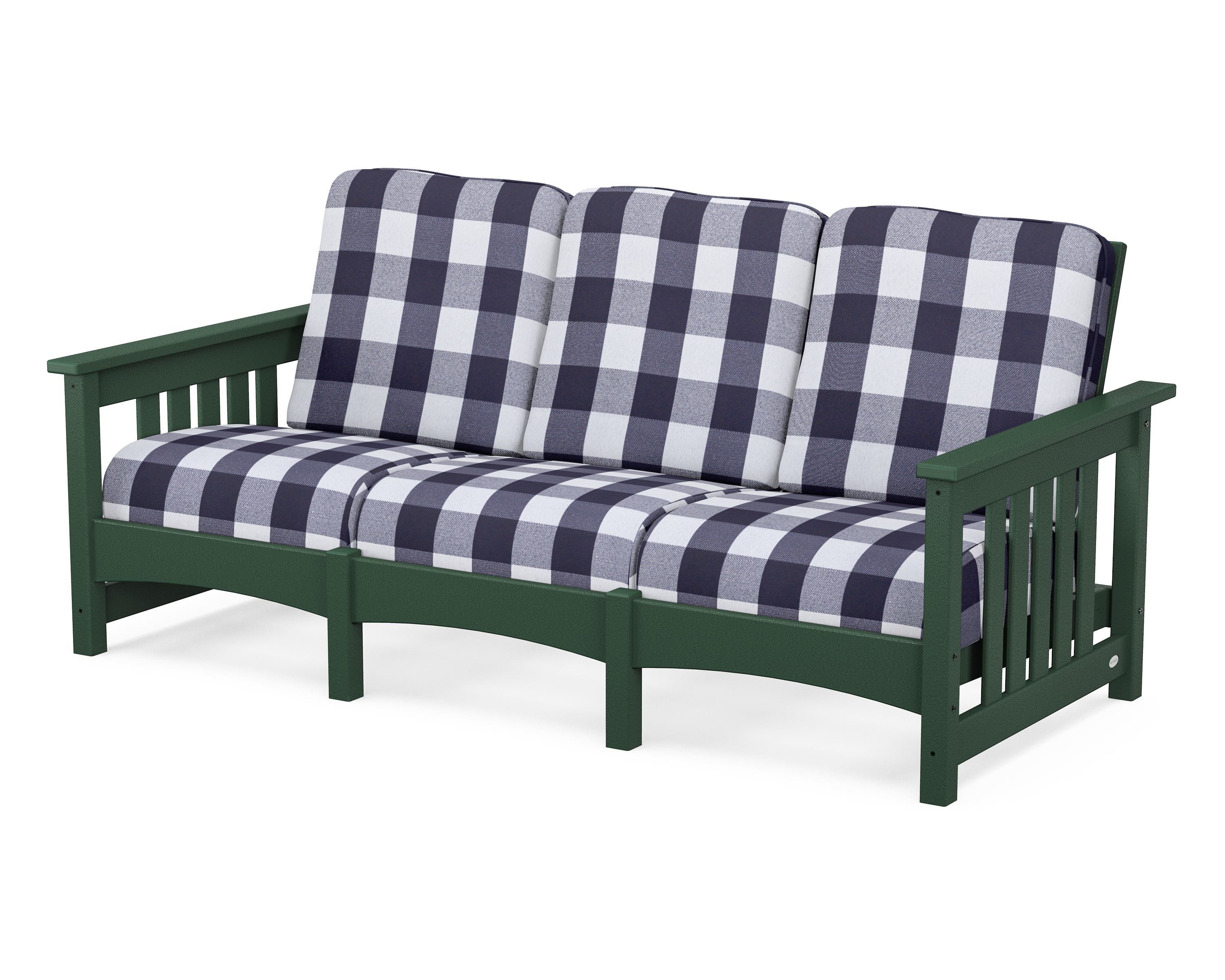 POLYWOOD® Club Mission Sofa in Green / Buffalo Plaid Navy