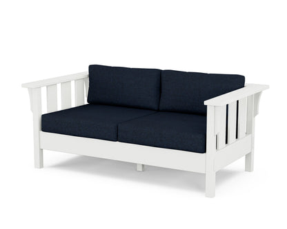 Martha Stewart by POLYWOOD® Acadia Deep Seating Loveseat in White / Marine Indigo