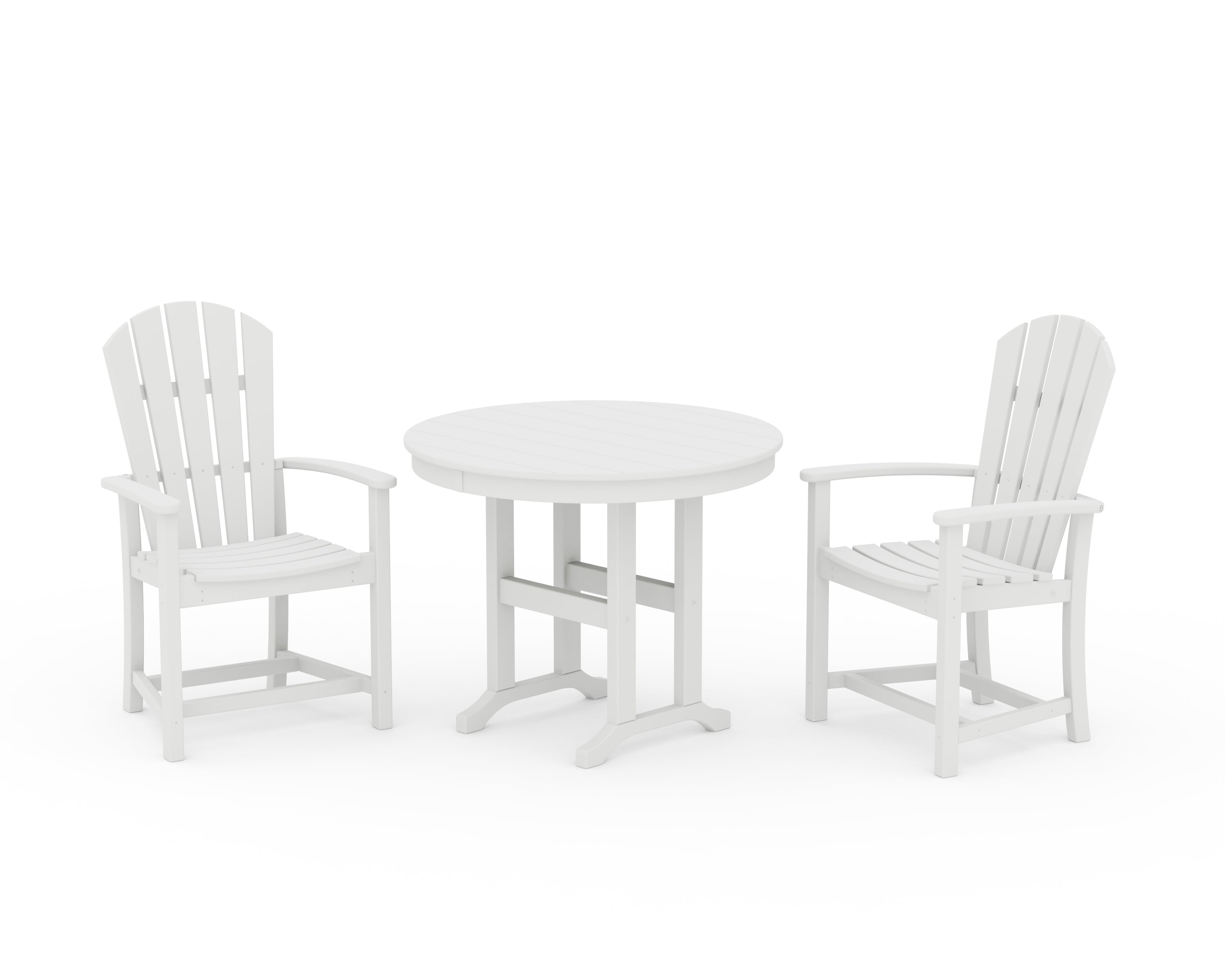 POLYWOOD® Palm Coast 3-Piece Round Farmhouse Dining Set in White