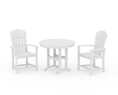 POLYWOOD® Palm Coast 3-Piece Round Farmhouse Dining Set in White