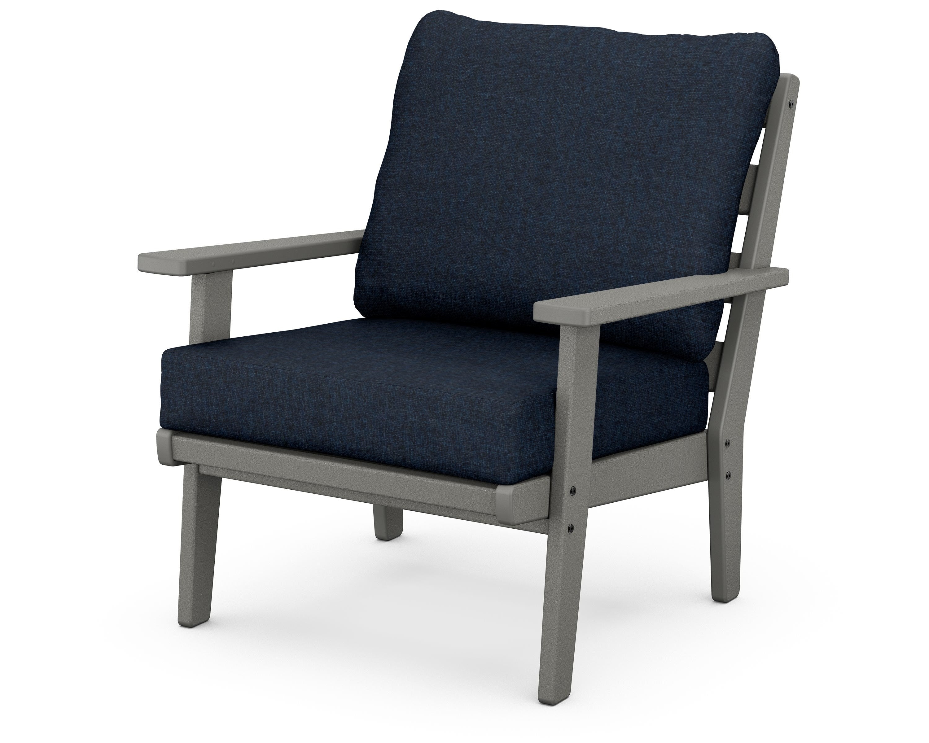 POLYWOOD® Grant Park Deep Seating Chair in Slate Grey / Marine Indigo