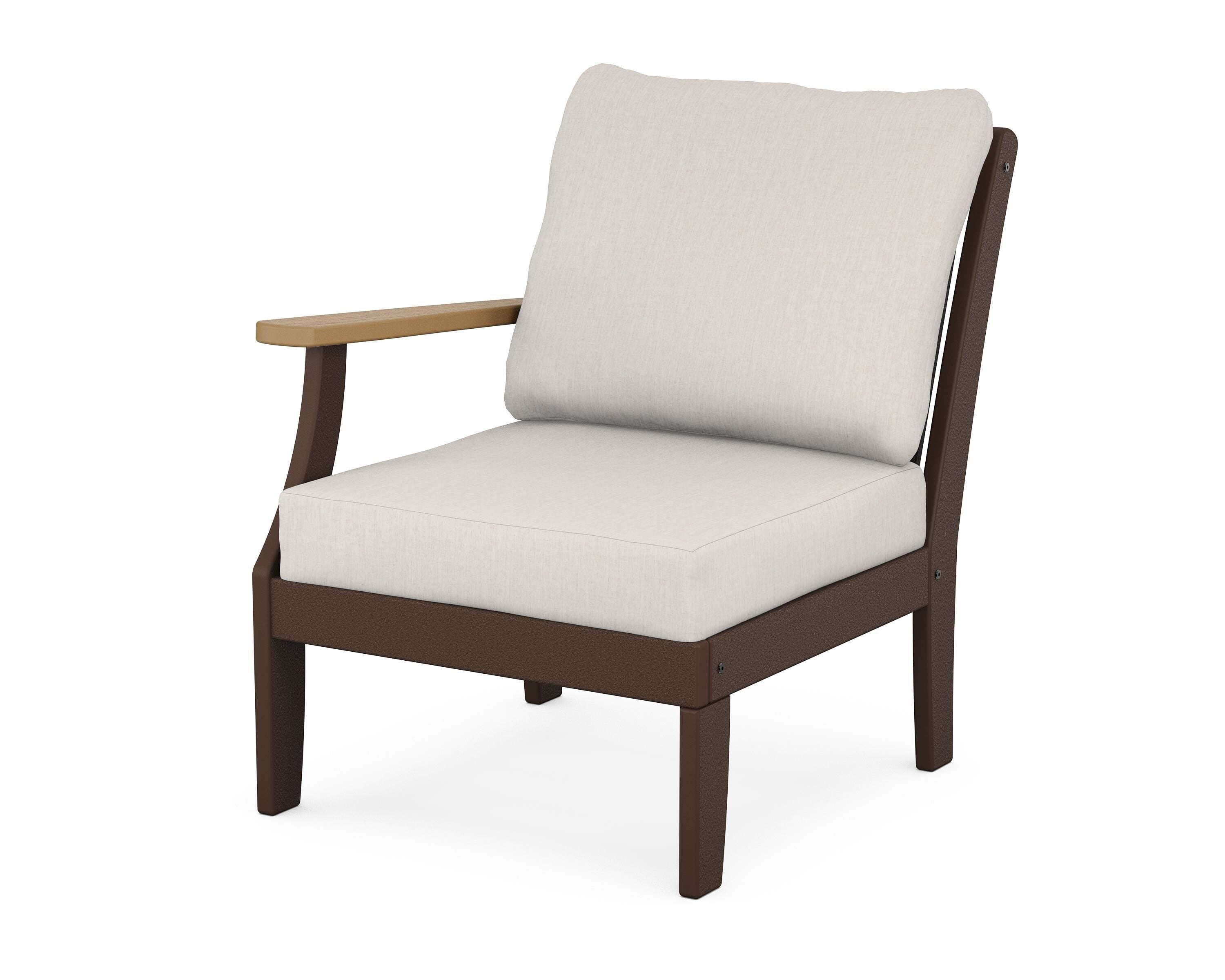 POLYWOOD® Braxton Modular Left Arm Chair in Mahogany / Natural / Cast Ash