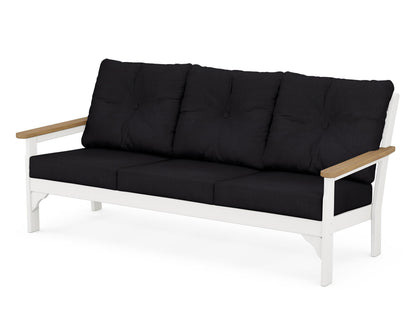 POLYWOOD® Vineyard Deep Seating Sofa in White / Natural / Midnight Linen