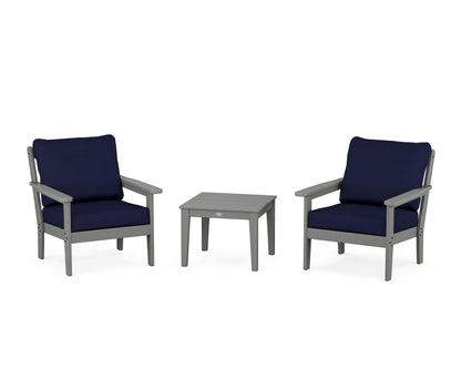 Country Living Cottage 3-Piece Deep Seating Set in Slate Grey / Navy