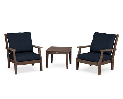 Country Living Wovendale 3-Piece Deep Seating Set in Mahogany / Marine Indigo
