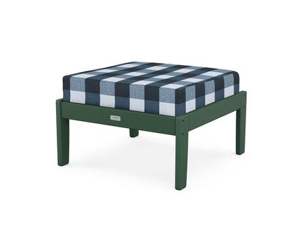 Country Living Cottage Deep Seating Ottoman in Green / Buffalo Plaid Marine Indigo