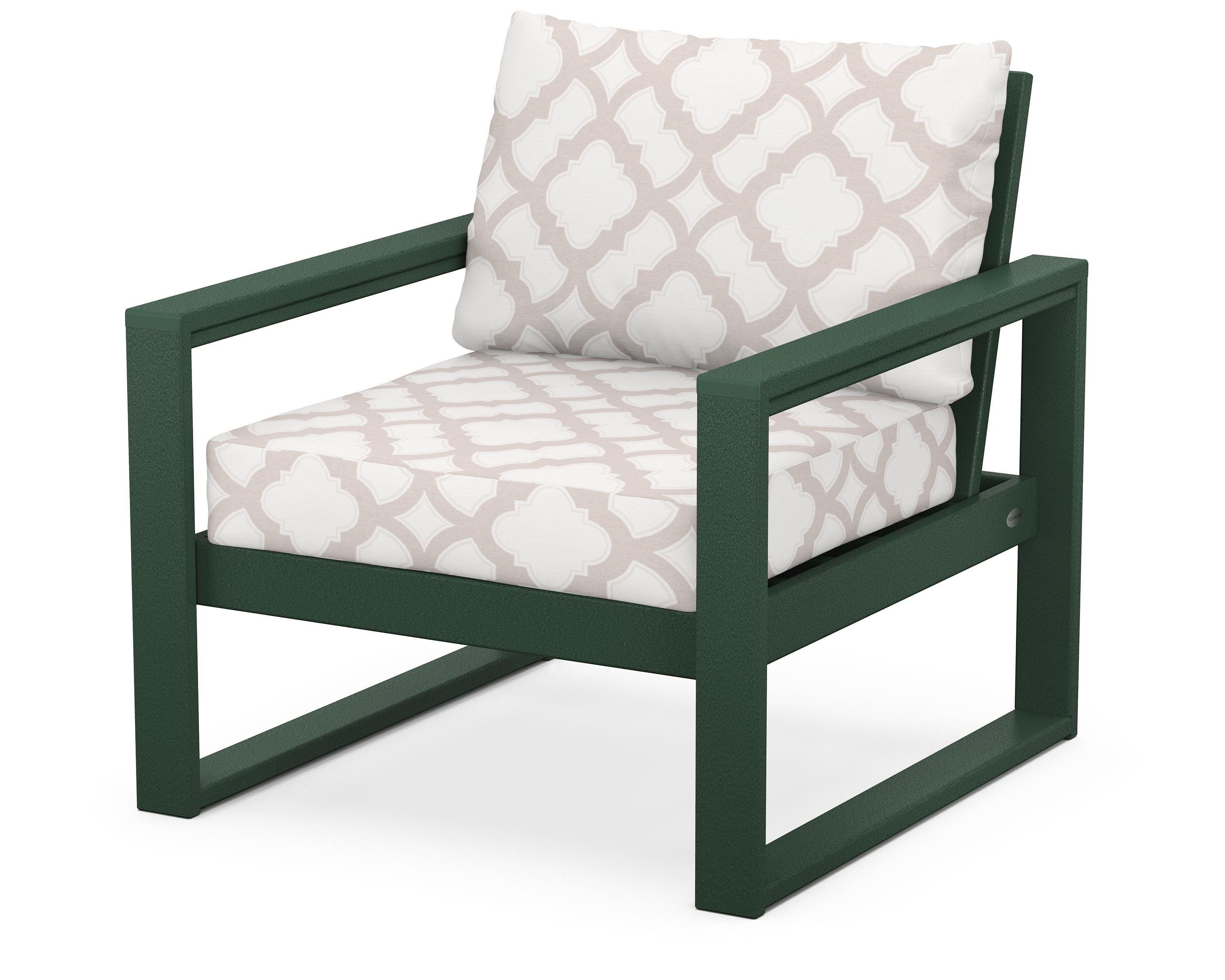 POLYWOOD® EDGE Club Chair in Green / Trellis Dune Burlap