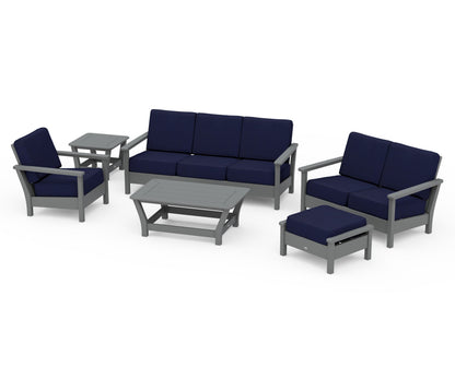 POLYWOOD® Harbour 6-Piece Outdoor Living Set in Slate Grey / Navy