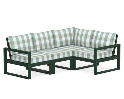 POLYWOOD® EDGE 4-Piece Modular Deep Seating Set in Green / Buffalo Plaid Glacier Spa