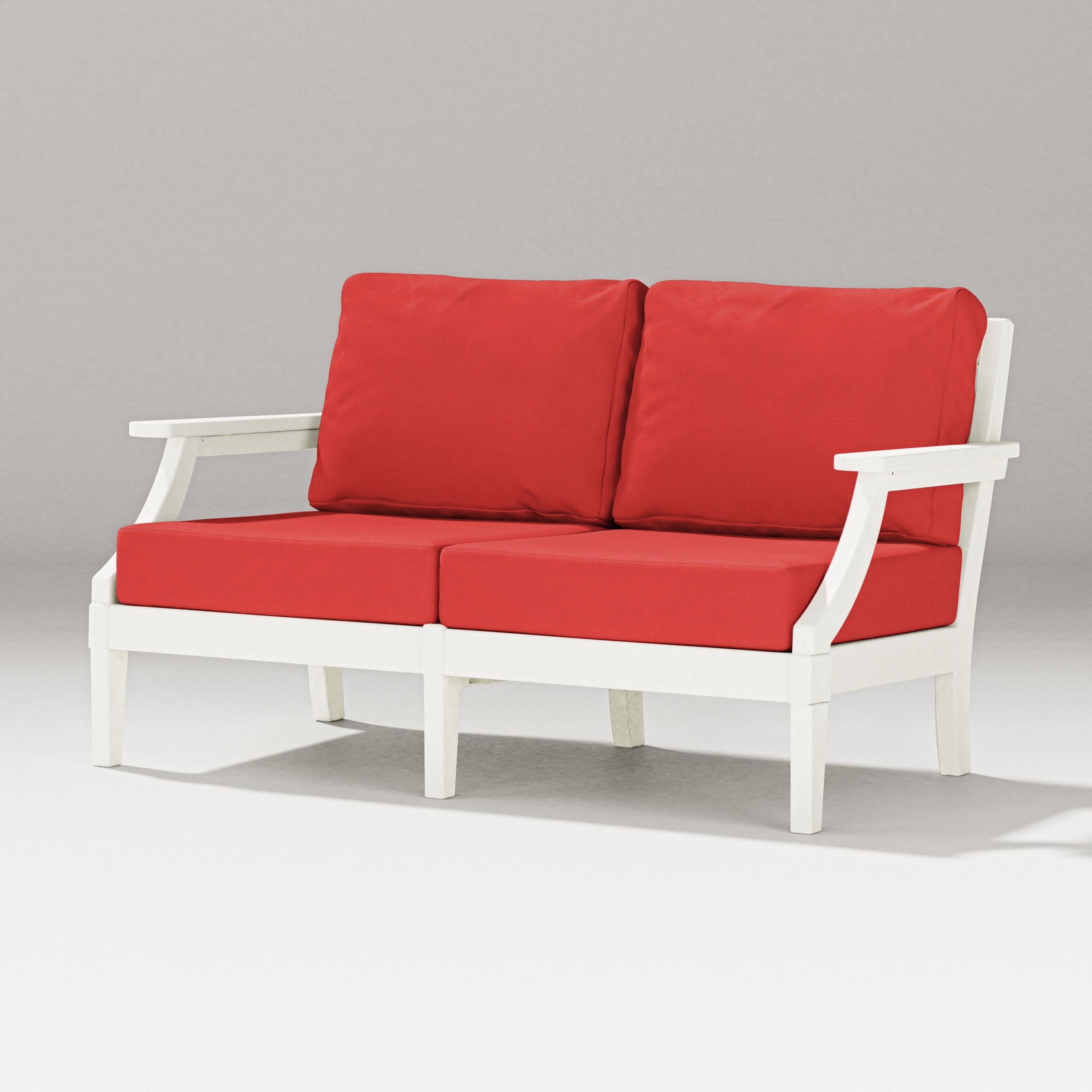 PW Designer Series Estate Loveseat in Vintage White / Crimson Linen
