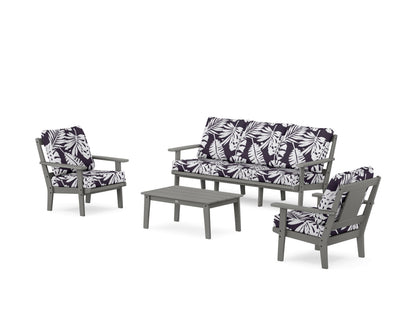 POLYWOOD® Prairie 4-Piece Deep Seating Set with Sofa in Slate Grey / Leaf Navy