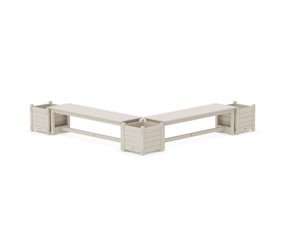 POLYWOOD® 60" Nautical L- Shaped Planter Bench Corner Set in Sand