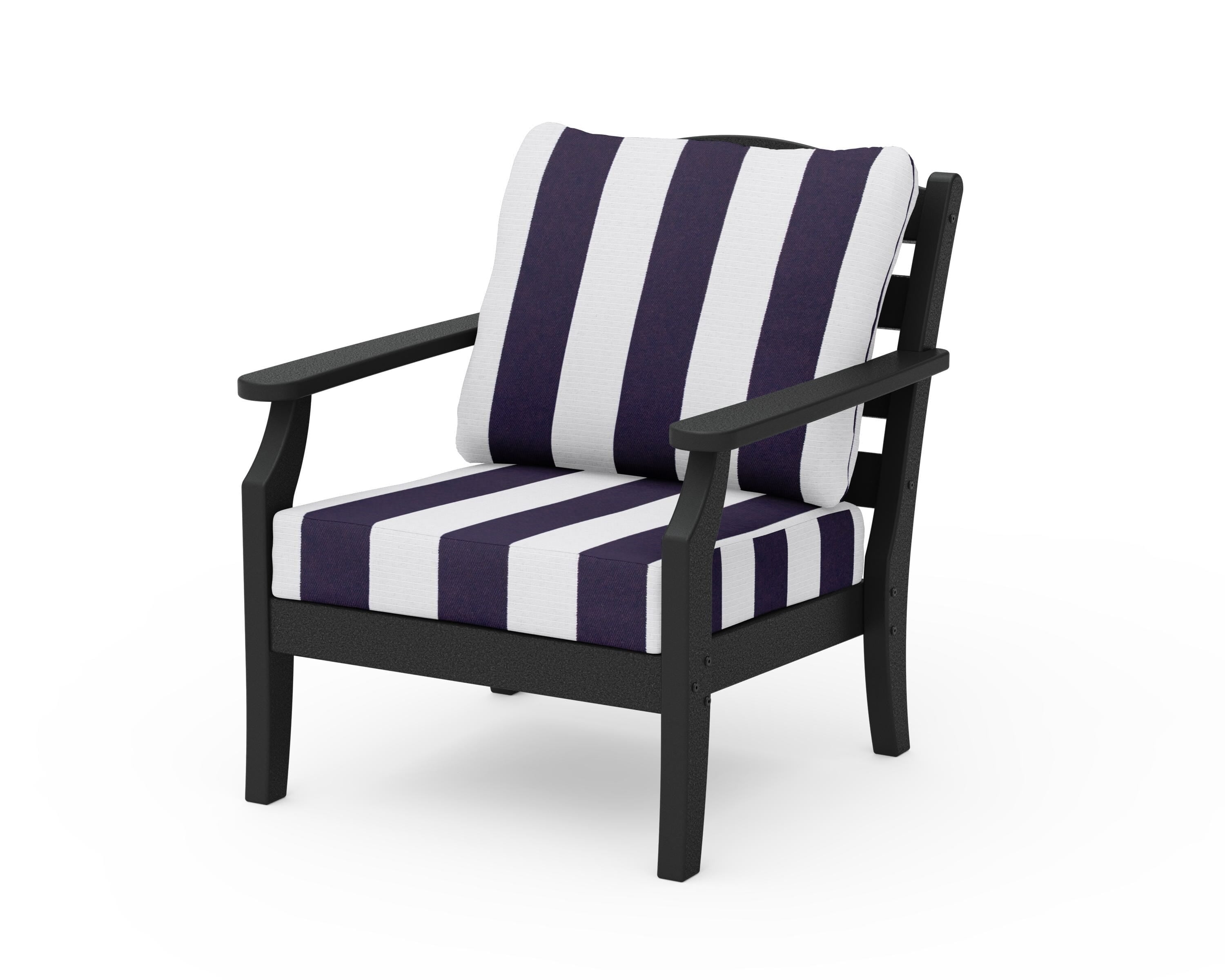 Draper James™ by  POLYWOOD® Savannah Deep Seating Chair in Black / Cabana Stripe Navy