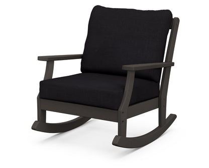 POLYWOOD® Braxton Deep Seating Rocking Chair in Vintage Coffee / Midnight Linen