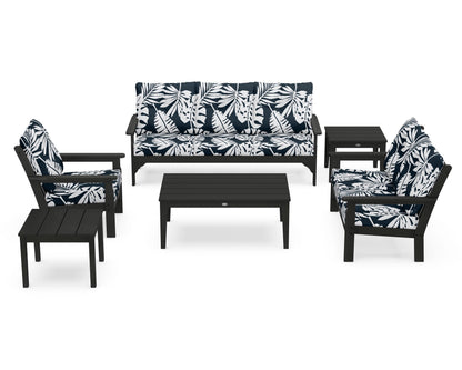 POLYWOOD® Vineyard 6-Piece Deep Seating Set in Green / Leaf Marine Indigo