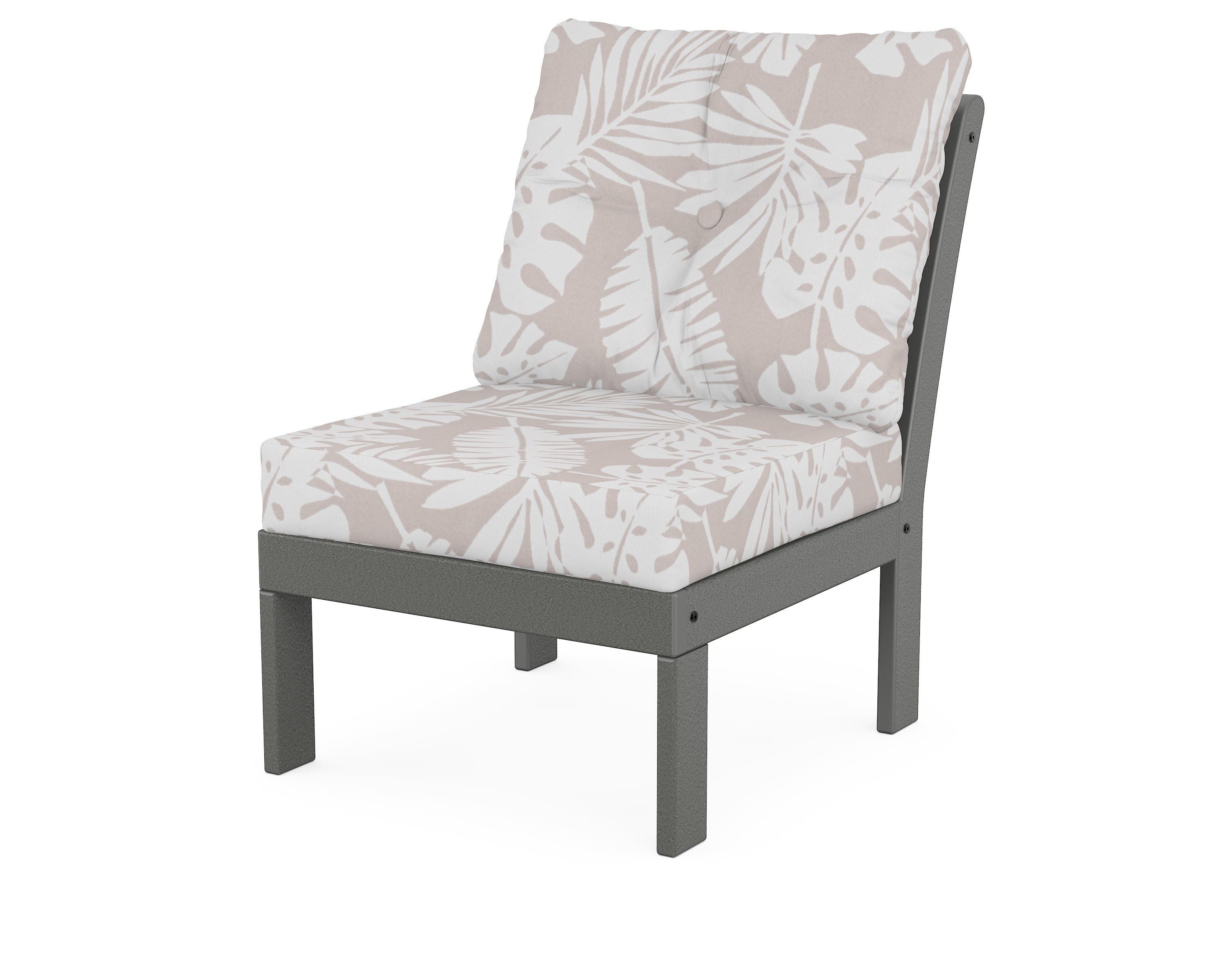 POLYWOOD® Vineyard Modular Armless Chair in Slate Grey / Leaf Dune Burlap