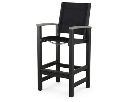 POLYWOOD® Coastal Bar Chair in Black / Driftwood / Black Sling