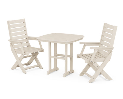 POLYWOOD® Captain Folding Chair 3-Piece Dining Set in Sand