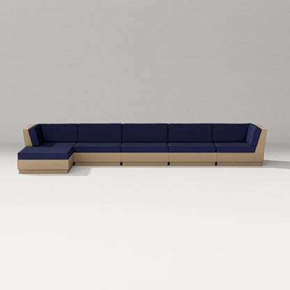 PW Designer Series Elevate 6-Piece Chaise Sectional in Vintage Sahara / Navy