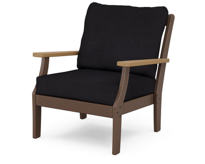 POLYWOOD® Braxton Deep Seating Chair in Mahogany / Natural / Midnight Linen