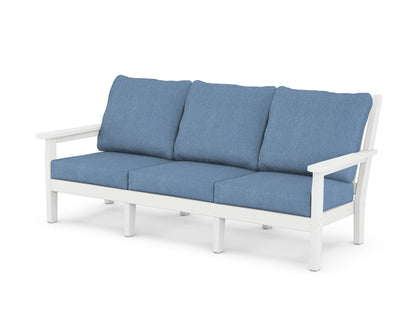 POLYWOOD® Chippendale Deep Seating Sofa in White / Sky Blue