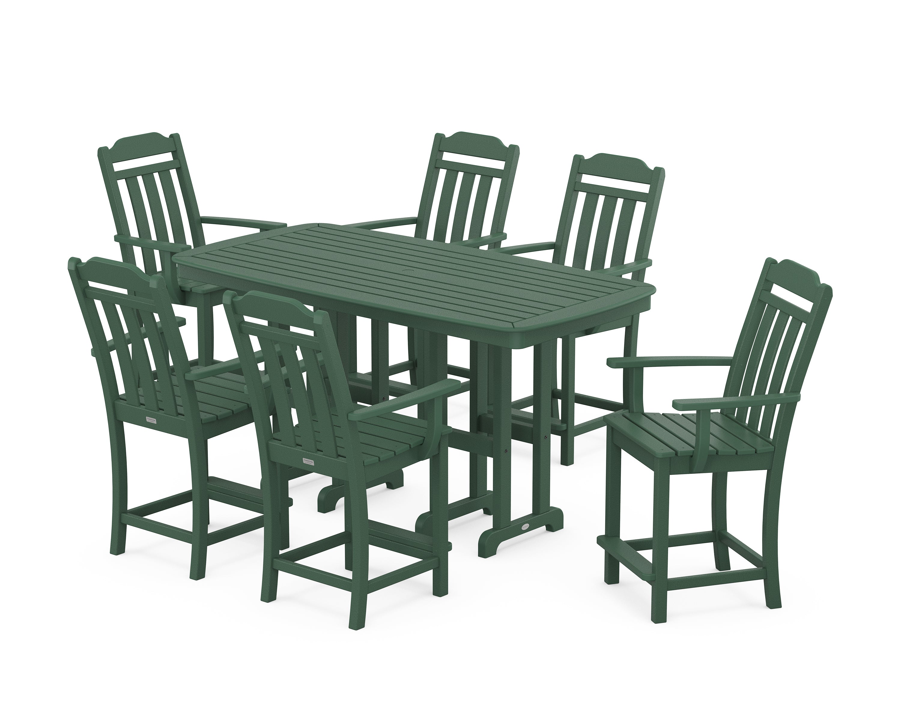Country Living Cottage Arm Chair 7-Piece Counter Set in Green