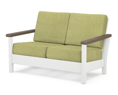 POLYWOOD® Harbour Deep Seating Loveseat in White / Kona / Chartreuse Boucle
