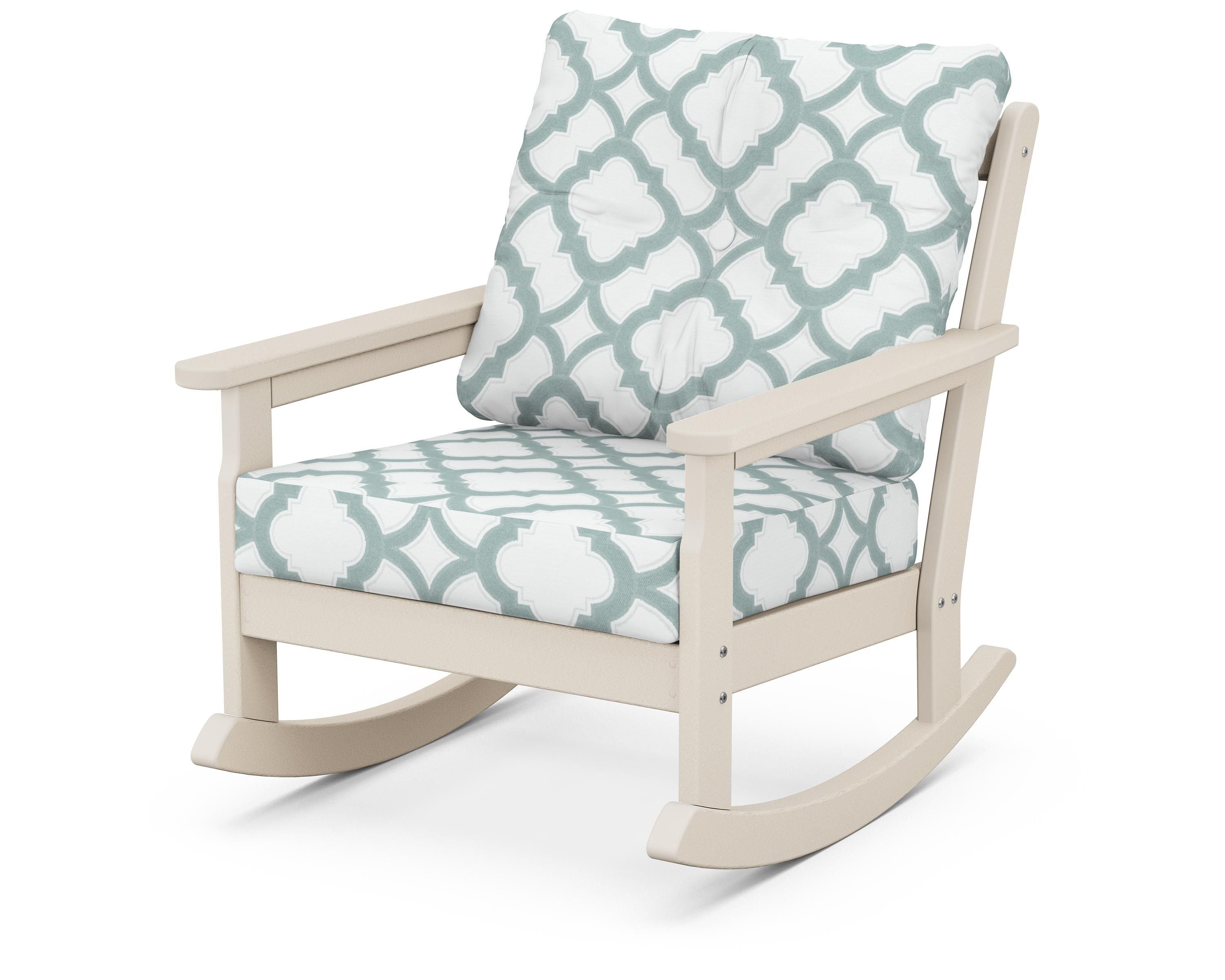 POLYWOOD® Vineyard Deep Seating Rocking Chair in Sand / Trellis Glacier Spa