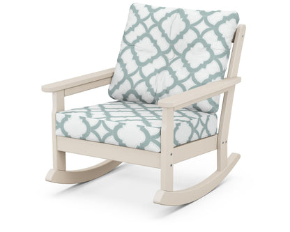 POLYWOOD® Vineyard Deep Seating Rocking Chair in Sand / Trellis Glacier Spa
