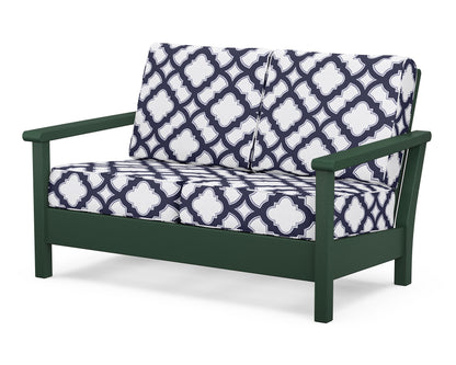 POLYWOOD® Harbour Deep Seating Loveseat in Green / Trellis Navy