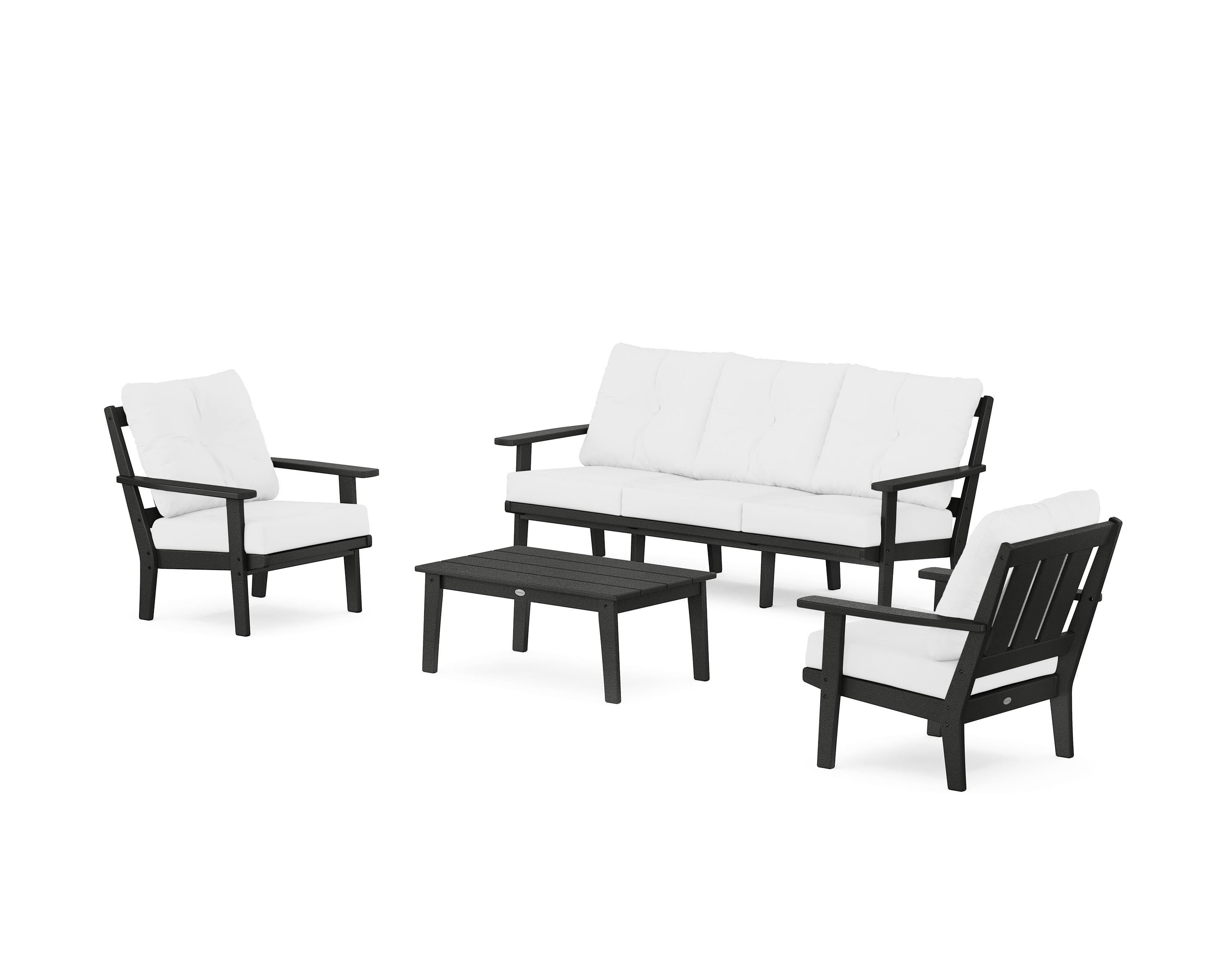 POLYWOOD® Oxford 4-Piece Deep Seating Set with Sofa in Black / Natural