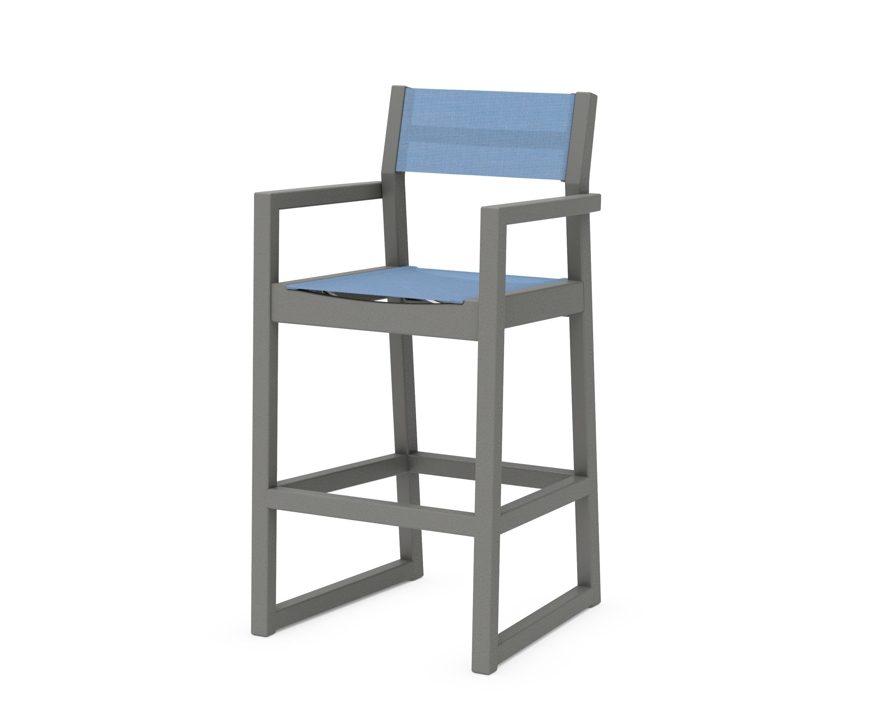 POLYWOOD® EDGE Sling Bar Arm Chair in Slate Grey / Poolside Sling