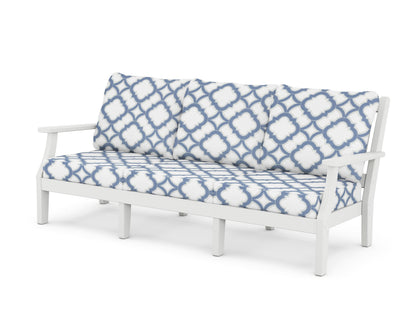 Martha Stewart by POLYWOOD® Chinoiserie Deep Seating Sofa in White / Trellis Sky Blue