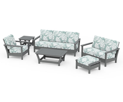 POLYWOOD® Harbour 6-Piece Outdoor Living Set in Slate Grey / Leaf Glacier Spa