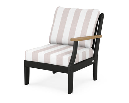 POLYWOOD® Braxton Modular Right Arm Chair in Black / Natural / Cabana Stripe Dune Burlap