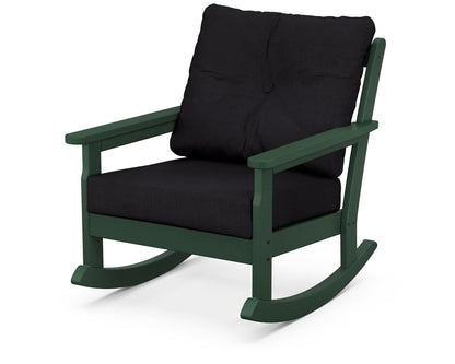 POLYWOOD® Vineyard Deep Seating Rocking Chair in Green / Midnight Linen