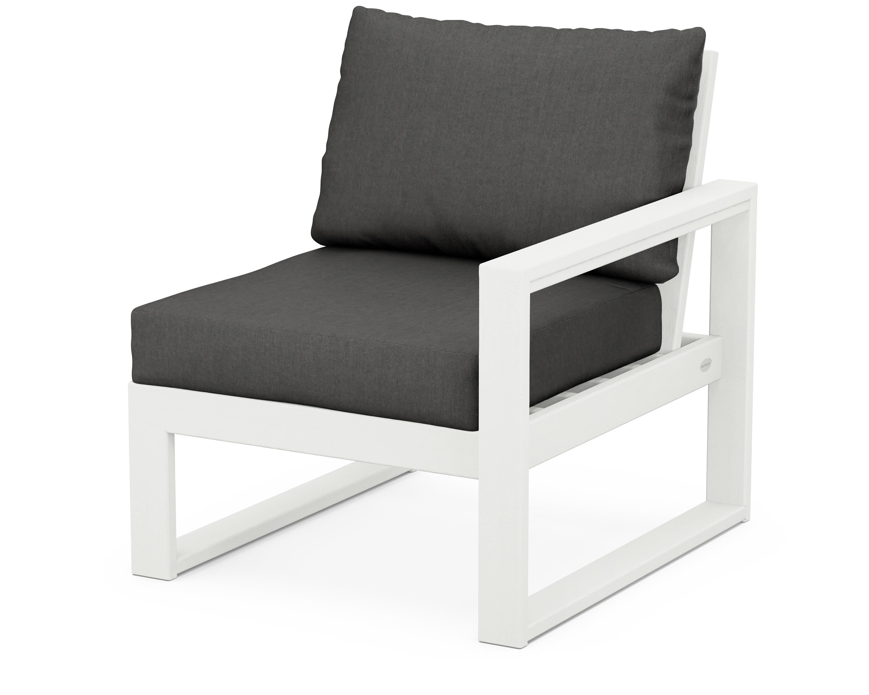 POLYWOOD® EDGE Modular Right Arm Chair in Vintage White / Spectrum Carbon