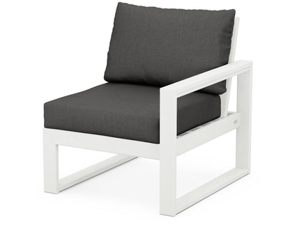 POLYWOOD® EDGE Modular Right Arm Chair in Vintage White / Spectrum Carbon